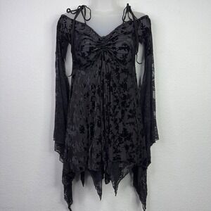 Current Mood Dolls Kill Mini Dress Women M NWT Black Burnout Velvet Whimsigoth